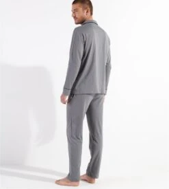 Hom Pyjama élégant Avec Chemise ALBERT Gris 3 Hom Pyjama élégant Avec Chemise ALBERT Gris -Lingerie Sipp Boutique albert pyj long ent boutonne gris oozu gris 3