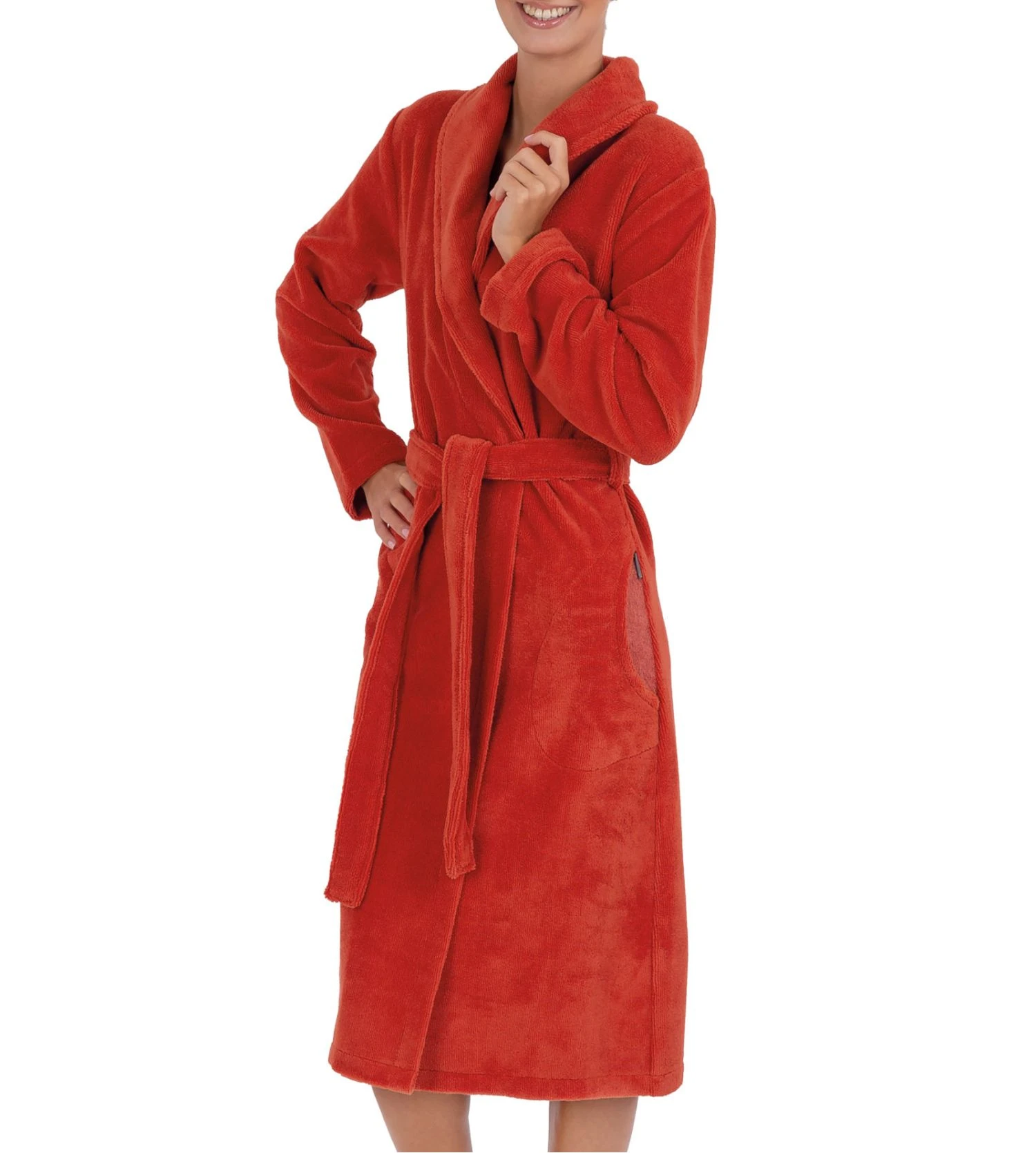 Peignoir en bamboo Rouge Cayenne Peignoir En Bamboo Rouge Cayenne -Lingerie Sipp Boutique bamboo peig col chale 115cm cayenne