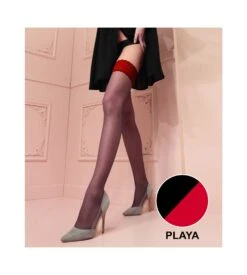 Bas Autoportant Bicolore Rosy NOIR/ROUGE