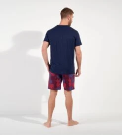 Ensemble De Pyjama Court Pour Homme Imprimé Bouquet Bordeaux -Lingerie Sipp Boutique bouquet pyjama court coton homme 5