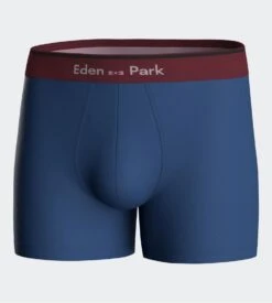 Eden Park Boxer Uni En Coton Bleu Avec Ceinture Bordeaux
