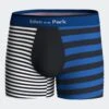 Eden Park Boxer En Coton Rayé Pour Homme Bleu/noir/blanc