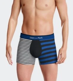 Eden Park Boxer En Coton Rayé Pour Homme Bleu/noir/blanc -Lingerie Sipp Boutique boxer rayures bleu 3