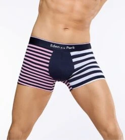 Eden Park Boxer En Coton Rayé Pour Homme Rose/noir/blanc -Lingerie Sipp Boutique boxer rayures rose 3