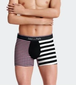 Eden Park Boxer En Coton Rayé Pour Homme Rose/noir/blanc -Lingerie Sipp Boutique boxer rayures rose 4