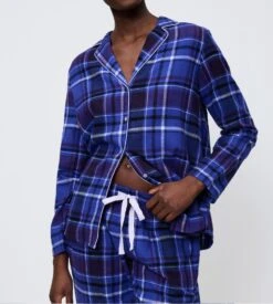Triumph Pyjama 100% Coton à Carreaux Bleu Pour Femme Boyfriend -Lingerie Sipp Boutique boyfriend pyjama a carreaux bleu fonce 3