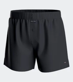 Eden Park Caleçon Flottant Uni Bleu Marine Boutonné à L'avant