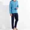 Hom Pyjama Long En Coton CAMERON Blue Print