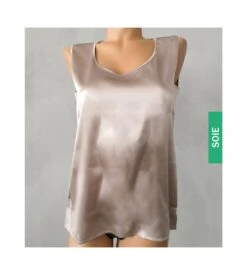 Caraco En Satin De Soie Stretch Beige