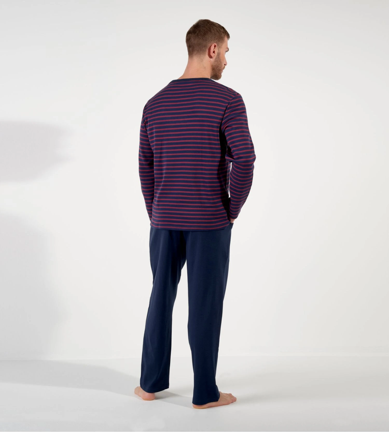 Pyjama long à rayures bordeaux/bleu pour homme Carson Pyjama Long à Rayures Bordeaux/bleu Pour Homme Carson -Lingerie Sipp Boutique carson pyjama rayures homme 4