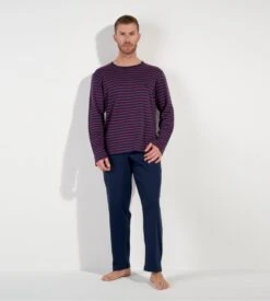 Pyjama Long à Rayures Bordeaux/bleu Pour Homme Carson 5 Pyjama Long à Rayures Bordeaux/bleu Pour Homme Carson -Lingerie Sipp Boutique carson pyjama rayures homme 5
