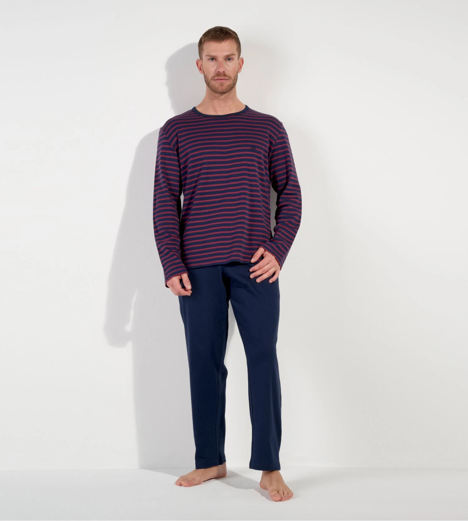 Pyjama long à rayures bordeaux/bleu pour homme Carson Pyjama Long à Rayures Bordeaux/bleu Pour Homme Carson -Lingerie Sipp Boutique carson pyjama rayures homme 5