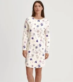 Calida Chemise De Nuit En Coton Bio Imprimée Favourites Universe Charm Cream