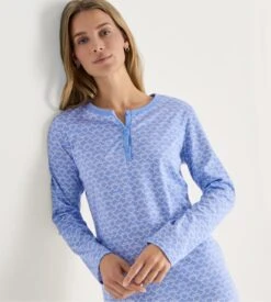 Calida Chemise De Nuit Motifs Coeurs Daylight Dreams Hydrangea Blue -Lingerie Sipp Boutique chemise de nuit femme manches longues hydrangea blue 5