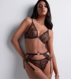 Aubade Porte Jarretelles Motif Animalier Crazy In Love Satin Brown