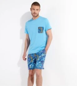 Hom Pyjama D'été En Coton CYRIL Blue Print -Lingerie Sipp Boutique cyril pyj court u p0bi blue print bleu 3