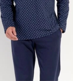 Hom Pyjama Hiver CYRUS Navy Print -Lingerie Sipp Boutique cyrus pyj u long nterlock i0ra navy print bleu 2