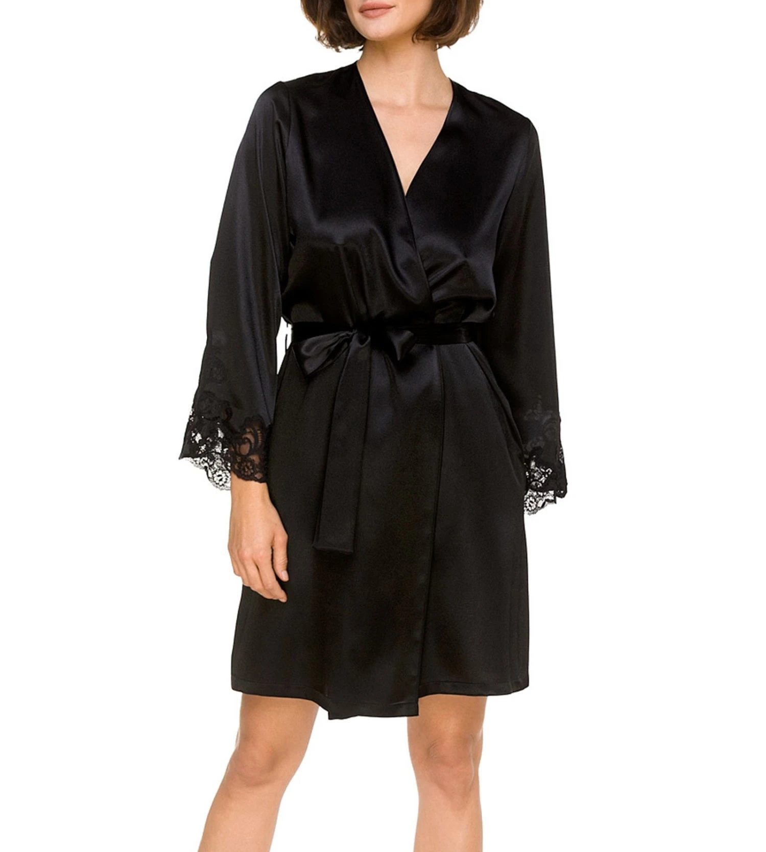 Déshabillé grande taille en satin Black Déshabillé Grande Taille En Satin Black -Lingerie Sipp Boutique deshabille grande taille en satin black 004