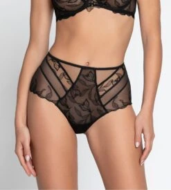 Shorty Haut En Tulle Brodé Noir Désir Et Volupté -Lingerie Sipp Boutique desir et volupte culotte haute noir 3