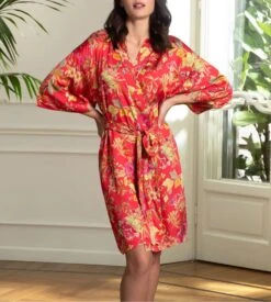 Kimono Imprimé Forêt Rubis Santal Rouge