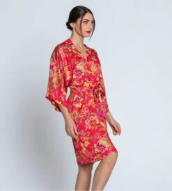 Kimono Imprimé Forêt Rubis Santal Rouge -Lingerie Sipp Boutique foret rubis kimono imprime santal rouge 3