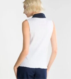 Gilet Sans Manches En Coton Côtelé Marine Et Blanc -Lingerie Sipp Boutique gilet sans manches col polo 3