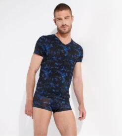 T-shirt En Microfibre GRANT HOM Black Print -Lingerie Sipp Boutique hom grant t shirt microfibre black print 2