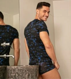 T-shirt En Microfibre GRANT HOM Black Print -Lingerie Sipp Boutique hom grant t shirt microfibre black print 3