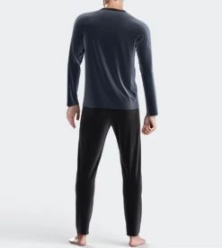 Pyjama Thermo Homme En Velours Bleu Glacier -Lingerie Sipp Boutique imp tdh pyj v velours thermo mxb30 bleu glacier 2