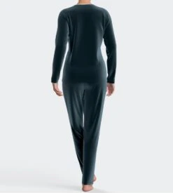 Pyjama En Velours Femme Vert / Beige -Lingerie Sipp Boutique impetus pyj d ml u velours gn051 vert beige 3