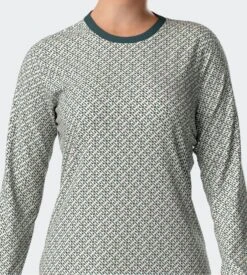 Pyjama Femme Manches Longues Vert / Beige -Lingerie Sipp Boutique impetus pyj d u ml modal gn051 vert beige 2