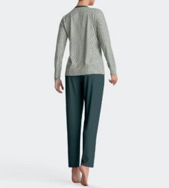 Pyjama Femme Manches Longues Vert / Beige -Lingerie Sipp Boutique impetus pyj d u ml modal gn051 vert beige 3