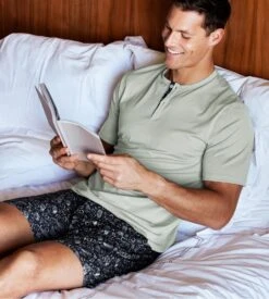 Pyjama Court En Lyocell Pour Homme Marine/Sauge
