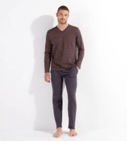 Hom Pyjama Long Jegor Black Print -Lingerie Sipp Boutique jegor pyj long v i004 black print noir 5