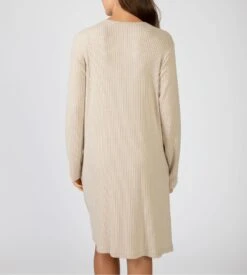 Liquette Longue En Viscose Côtelée Beige Avec Poches 3 Liquette Longue En Viscose Côtelée Beige Avec Poches -Lingerie Sipp Boutique liquette femme beige fonce 3