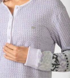 Liquette En Polaire Chaude Lilas à Manches Longues -Lingerie Sipp Boutique liquette polaire jacquard lilas 2