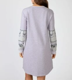 Liquette En Polaire Chaude Lilas à Manches Longues -Lingerie Sipp Boutique liquette polaire jacquard lilas 3