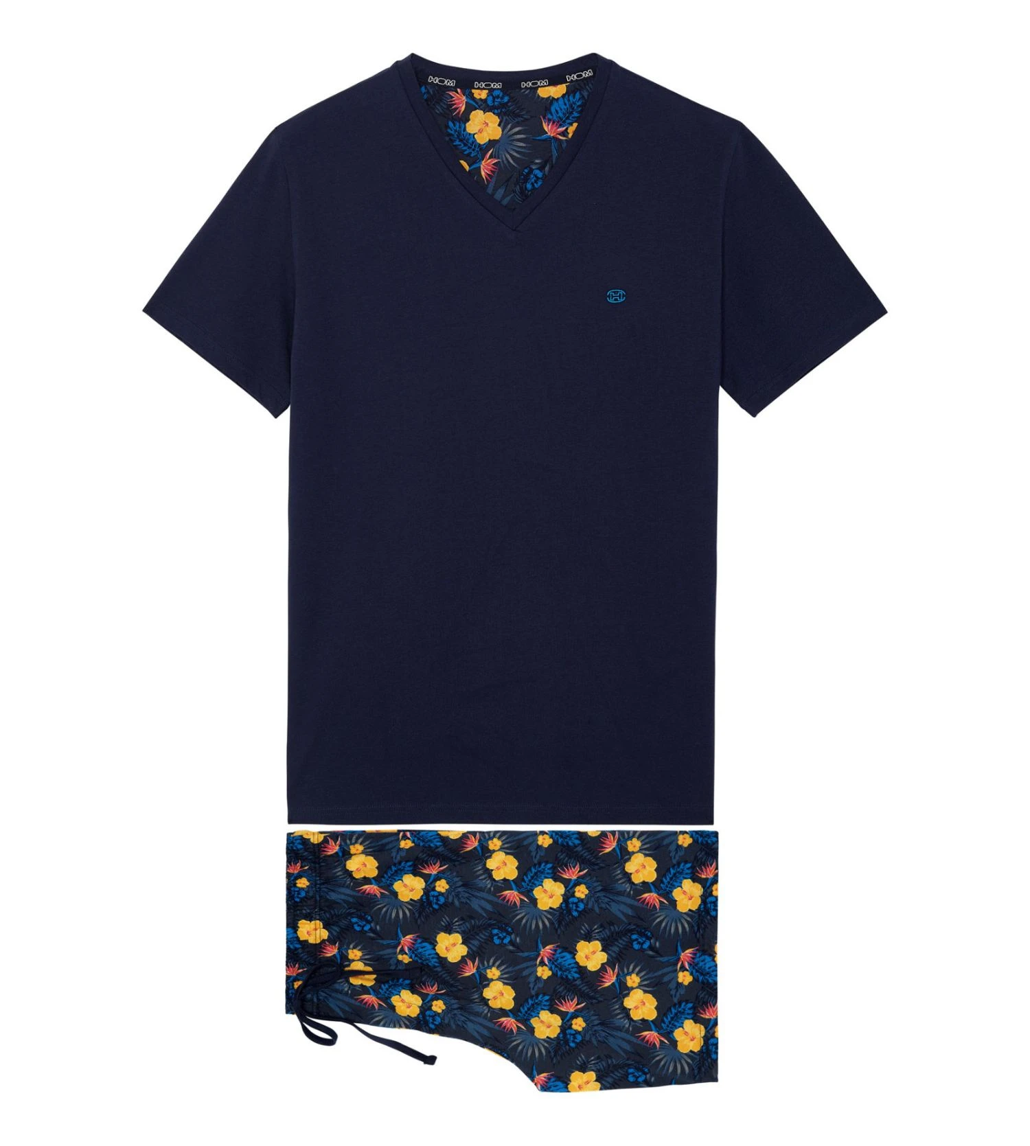 Pyjama avec short fleuri LUCKY Navy Print Hom Pyjama Avec Short Fleuri LUCKY Navy Print -Lingerie Sipp Boutique lucky pyj court v p0ra navy print bleu 1