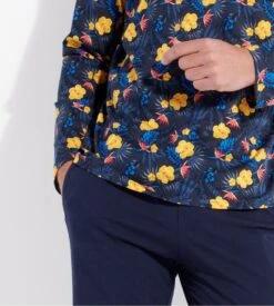 Hom Pyjama Long Fleuri LUCKY Navy Print 4 Hom Pyjama Long Fleuri LUCKY Navy Print -Lingerie Sipp Boutique lucky pyj long v p0ra navy print bleu 4