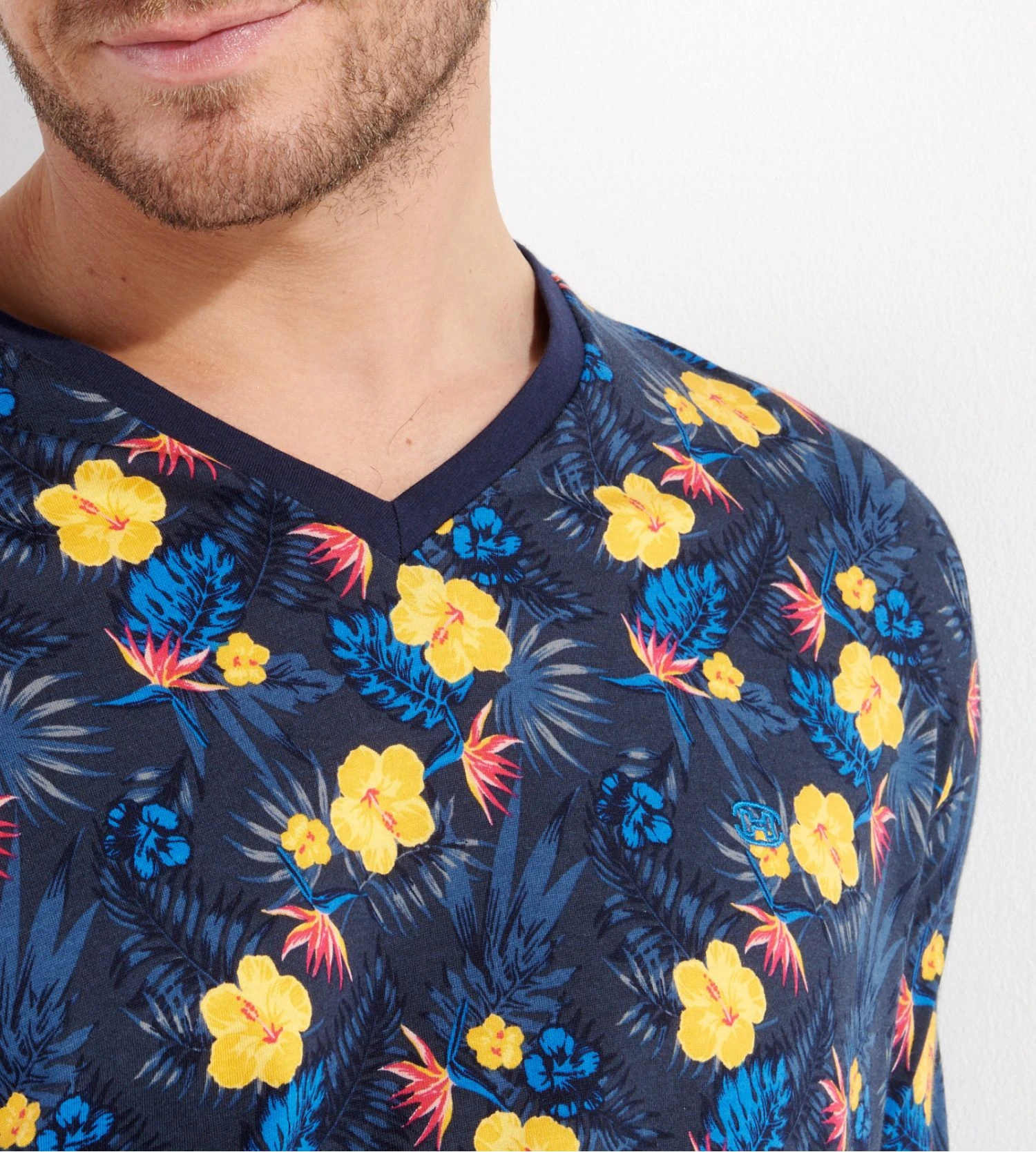 Pyjama long fleuri LUCKY Navy Print Hom Pyjama Long Fleuri LUCKY Navy Print -Lingerie Sipp Boutique lucky pyj long v p0ra navy print bleu 5