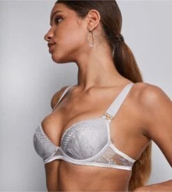 Aubade Soutien-gorge Push-up Plunge Magnetic Spell Platinium -Lingerie Sipp Boutique magnetic spell sg plunge coque platinium 4