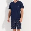 Pyjama Court Homme Mandala Bleu Marine