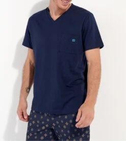 Pyjama Court Homme Mandala Bleu Marine -Lingerie Sipp Boutique mandala pyj h court bleu marine 4