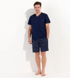 Pyjama Court Homme Mandala Bleu Marine -Lingerie Sipp Boutique mandala pyj h court bleu marine 7