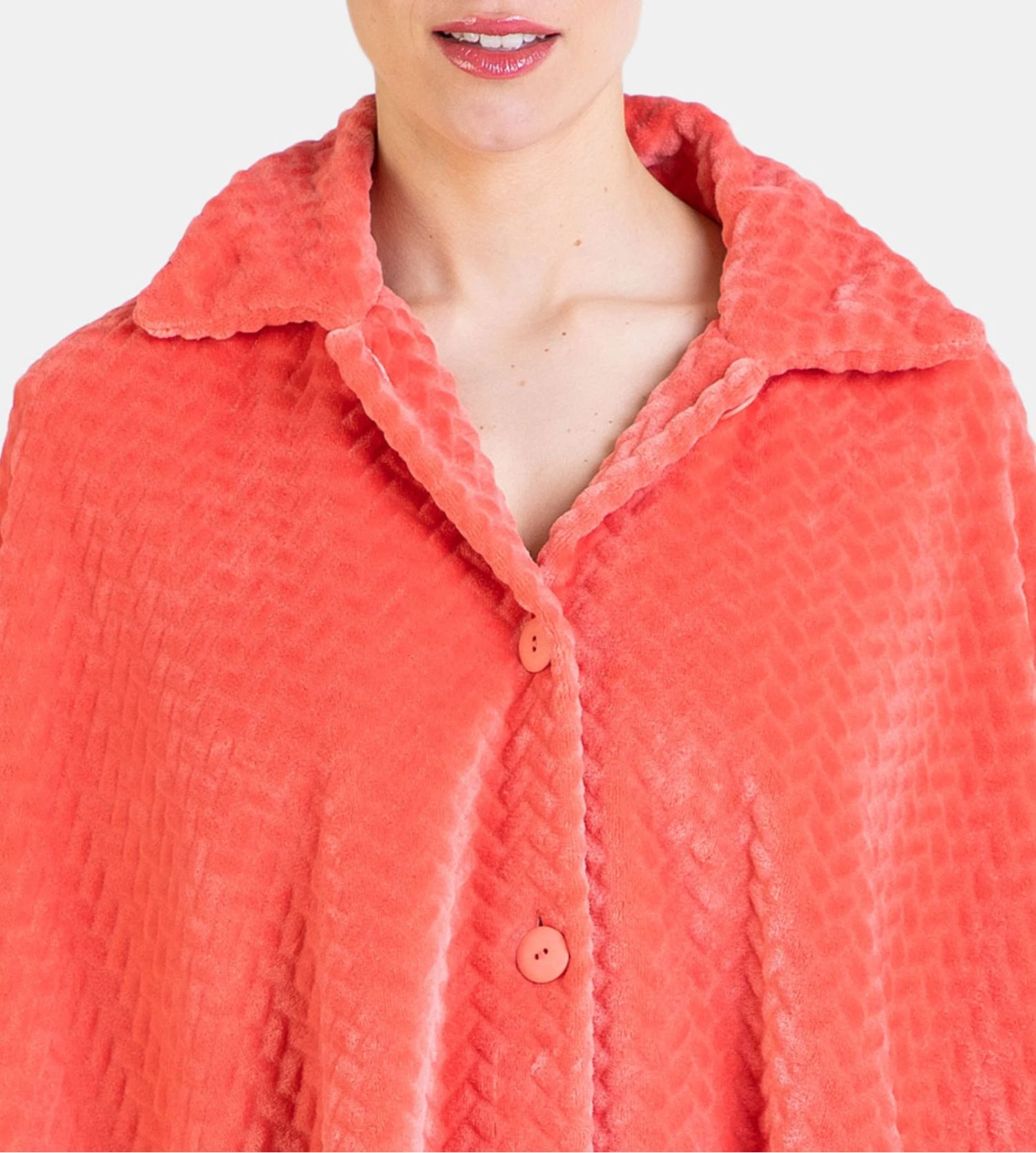 Cape d'intérieur boutonnée Velours Orange Cape D'intérieur Boutonnée Velours Orange -Lingerie Sipp Boutique pancho cape boutonnee velours orange 2