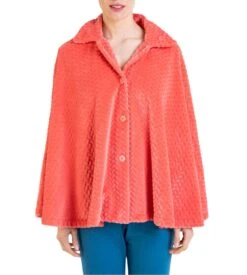 Cape D'intérieur Boutonnée Velours Orange