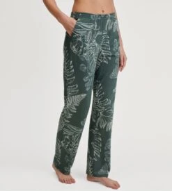 Calida Bas De Pyjama Vert En Coton Favourites Botanic Deep Emerald Green