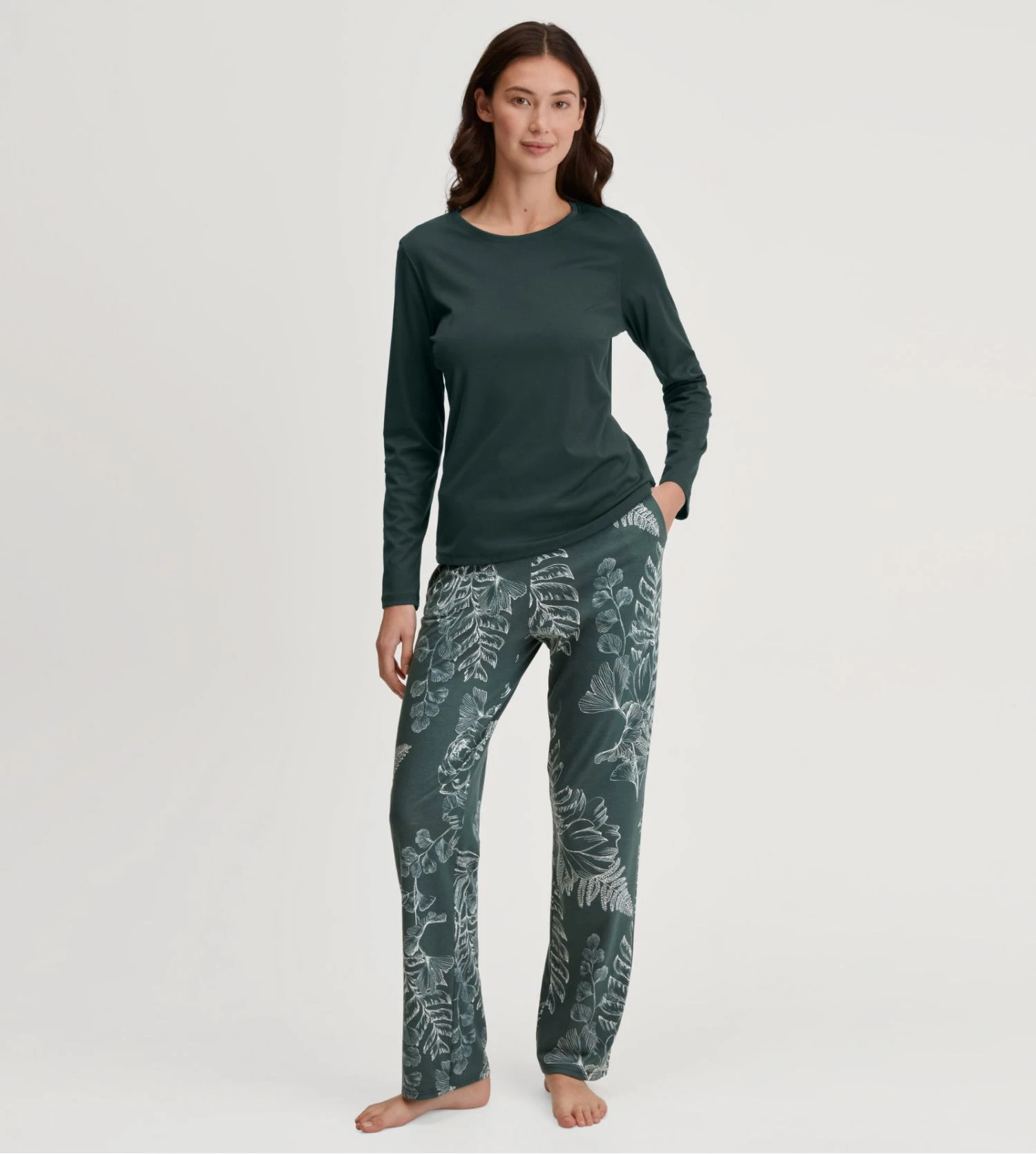 Bas de pyjama vert en coton Favourites Botanic Deep Emerald Green Calida Bas De Pyjama Vert En Coton Favourites Botanic Deep Emerald Green -Lingerie Sipp Boutique pantalon droit femme deep emerald green 3