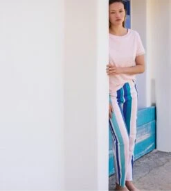 Calida Pantalon Droit à Rayures Multicolore Pour Femme Favourites Coast -Lingerie Sipp Boutique pantalon femme droit 566 vert 5