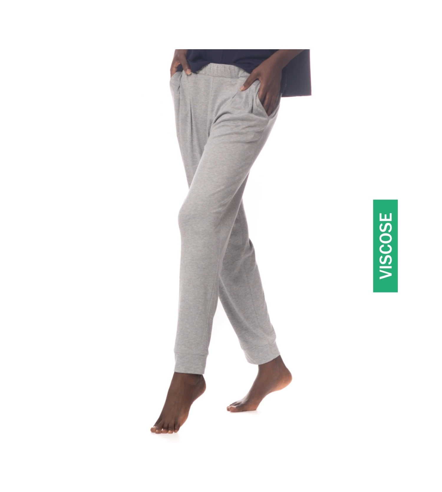 Pantalon resserré en maille côtelée GRIS Pantalon Resserré En Maille Côtelée GRIS -Lingerie Sipp Boutique pantalon resserre en maille cotelee gris